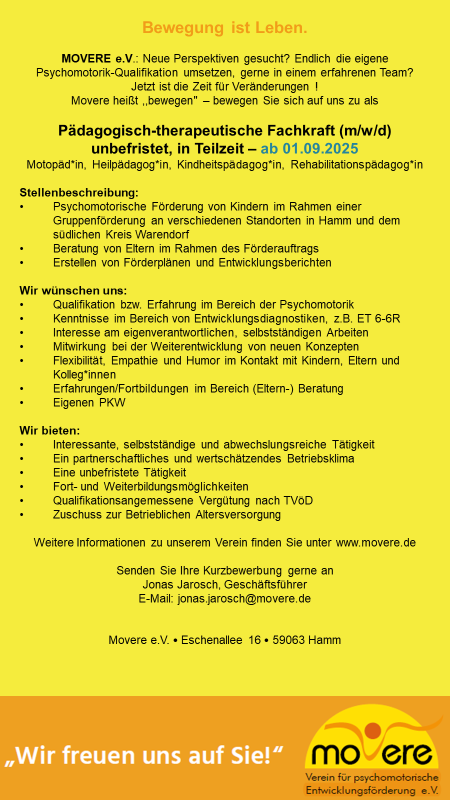 Stellenausschreibung_pädagogisch-therapeutische Fachkraft Movere